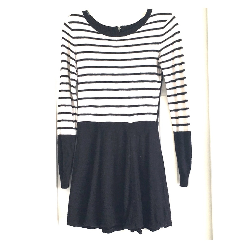 Black and white striped sweater dress
